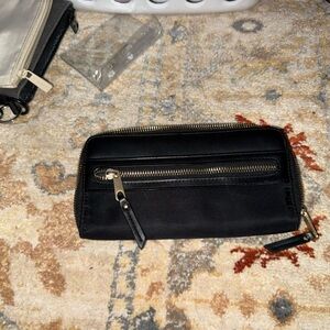 Black Wallet with Gold Zipper